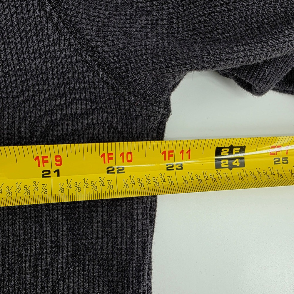 Onia Mens Waffle Knit Henley Hoodie Black Thermal Pullover XL Casual - Picture 7 of 7